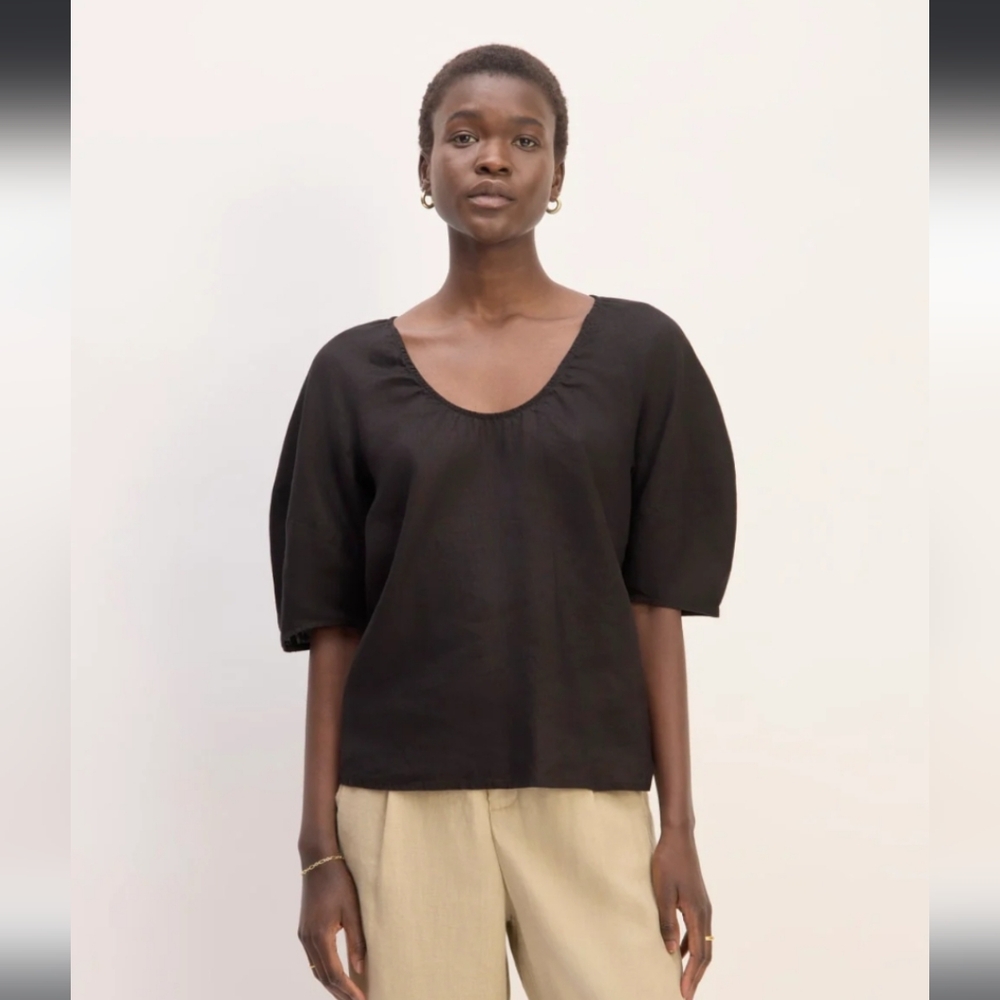 NWT Everlane Black The Scoop Top In Linen Small